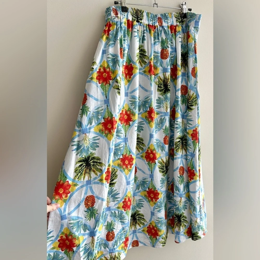 Rachel Zoe Tropical Print Matching Tank Top & A-Line Skirt Set,Blue/Green, Large - Picture 16 of 16